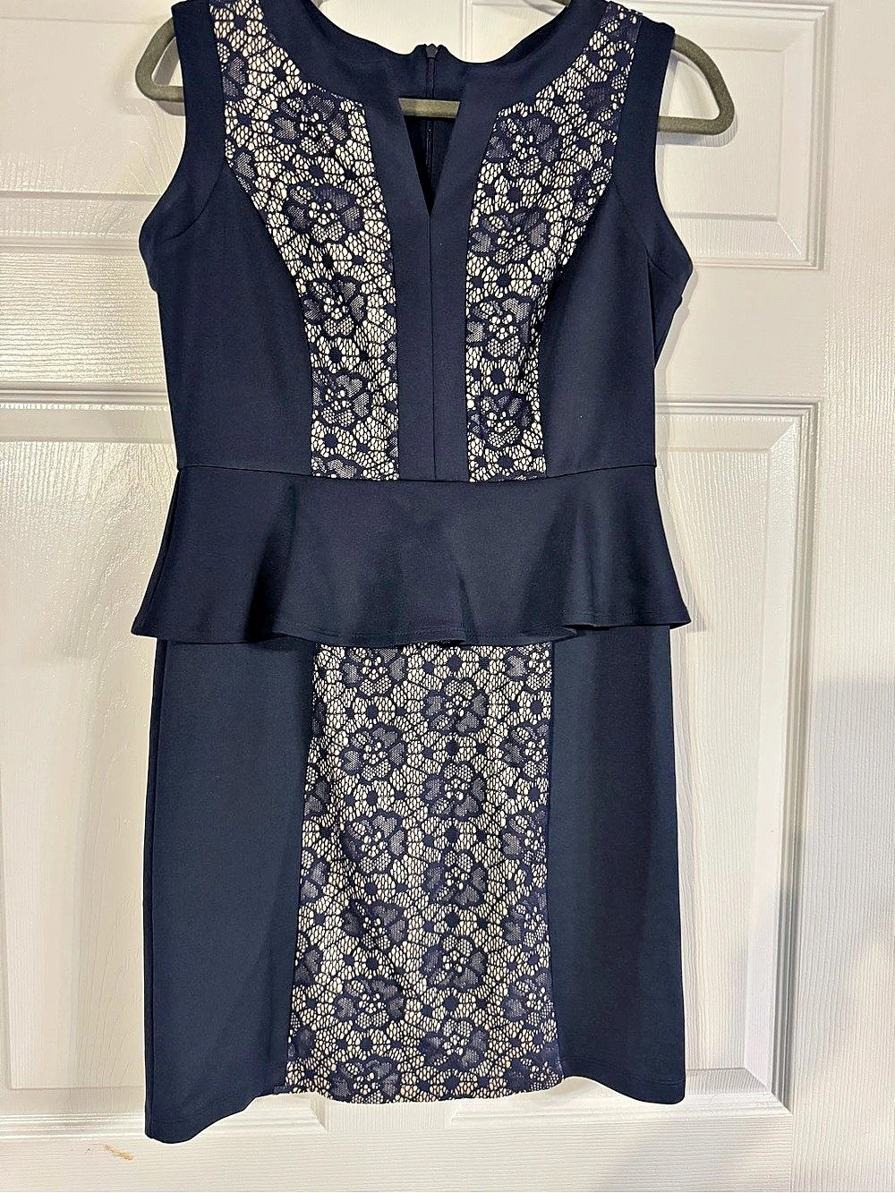 Floral Lace Panel Mini Dress in Blue